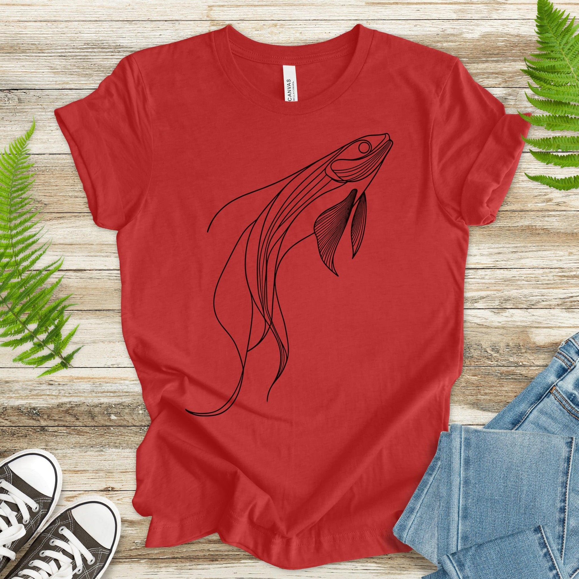 Elegant Simplicity: Minimal Fish Sketch T-Shirt - TShirtree