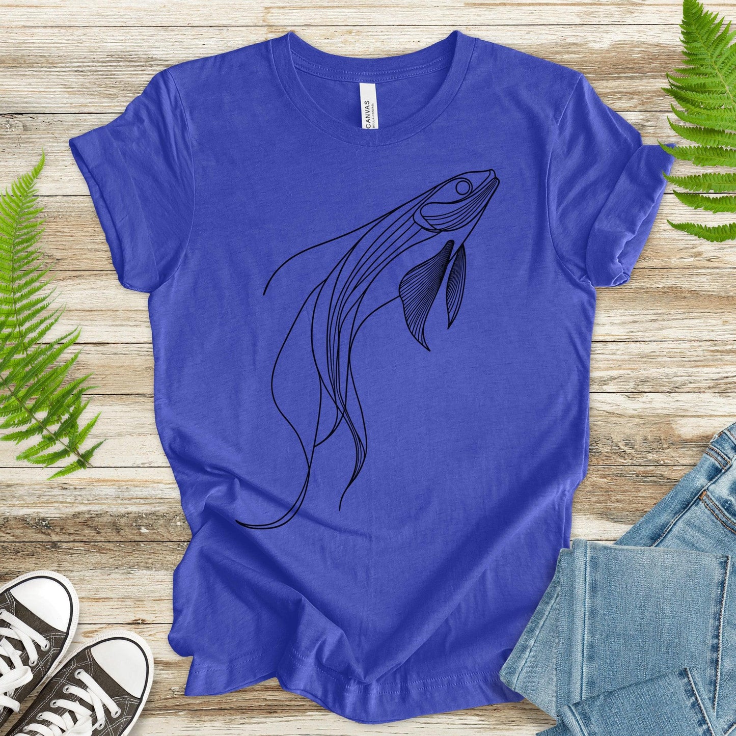 Elegant Simplicity: Minimal Fish Sketch T-Shirt - TShirtree