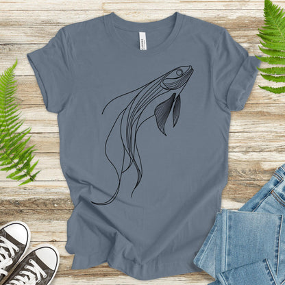 Elegant Simplicity: Minimal Fish Sketch T-Shirt - TShirtree