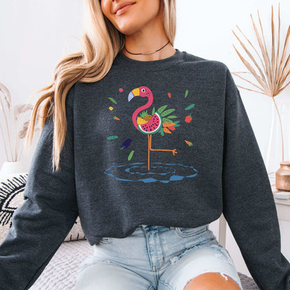 Vibrant Flamingo Art Sweatshirt – Tropical Color Burst for Bold Nature Lovers
