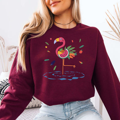 Vibrant Flamingo Art Sweatshirt – Tropical Color Burst for Bold Nature Lovers