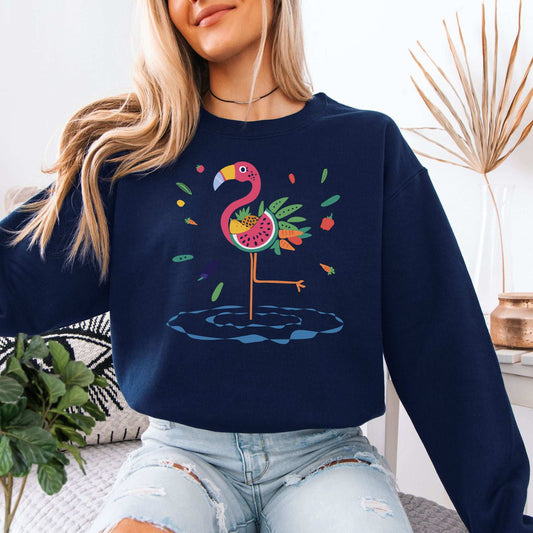 Vibrant Flamingo Art Sweatshirt – Tropical Color Burst for Bold Nature Lovers