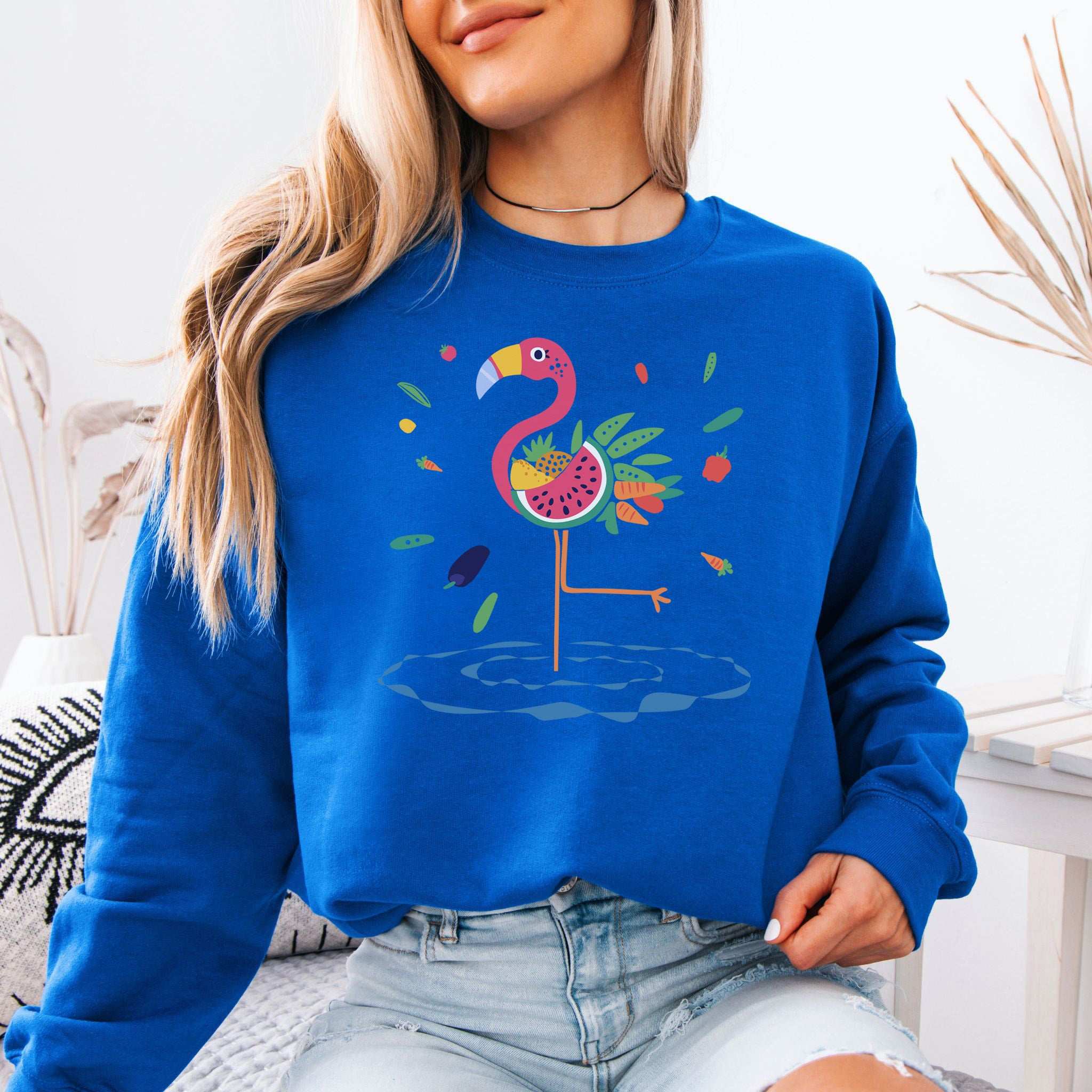 Vibrant Flamingo Art Sweatshirt – Tropical Color Burst for Bold Nature Lovers