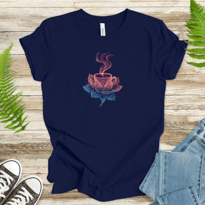 Lotus Flower with Coffee T-Shirt - TShirtree