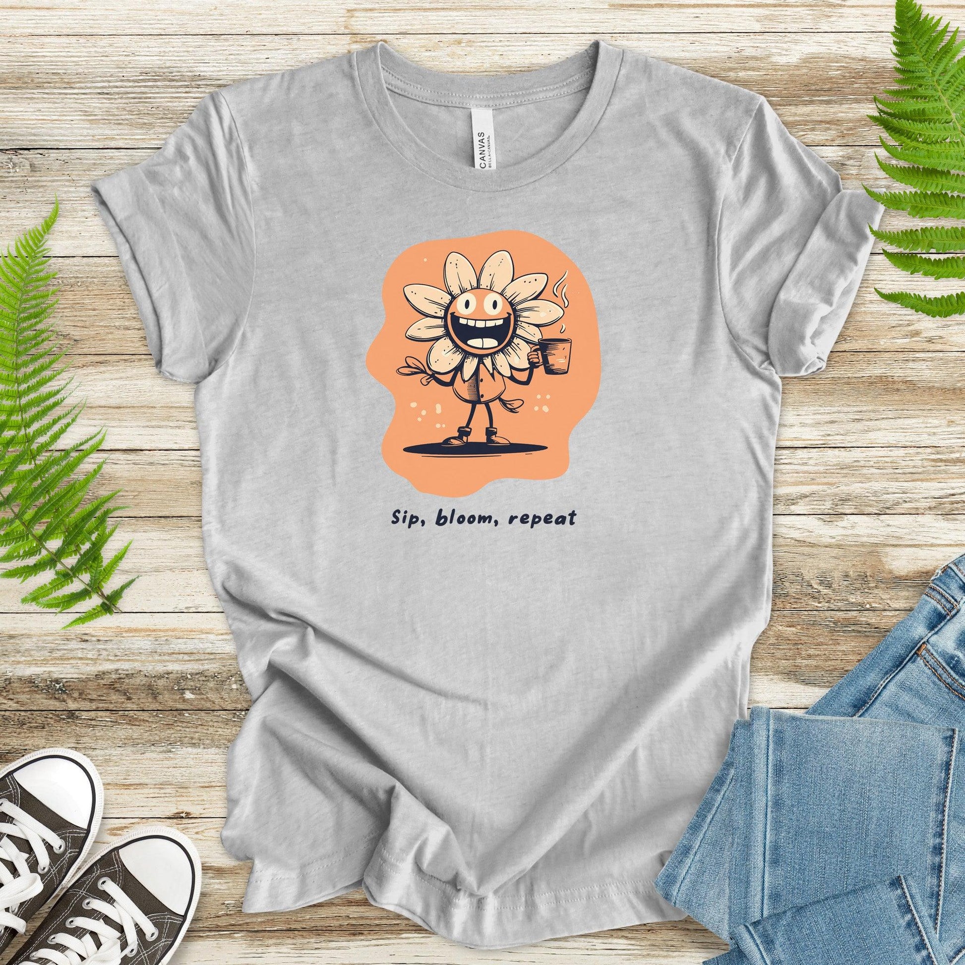 Happy Flower Sipping Tea T-Shirt - TShirtree