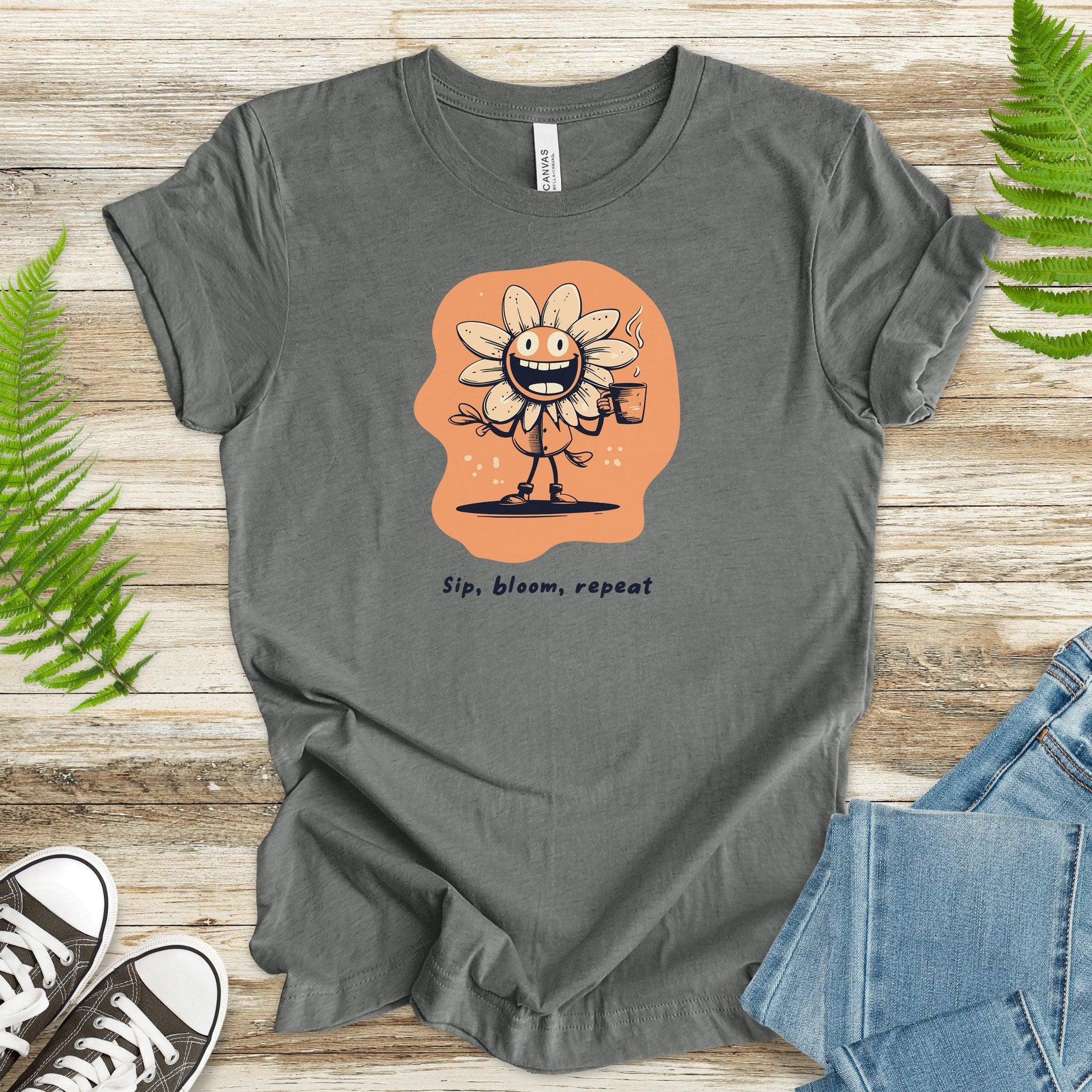 Happy Flower Sipping Tea T-Shirt - TShirtree