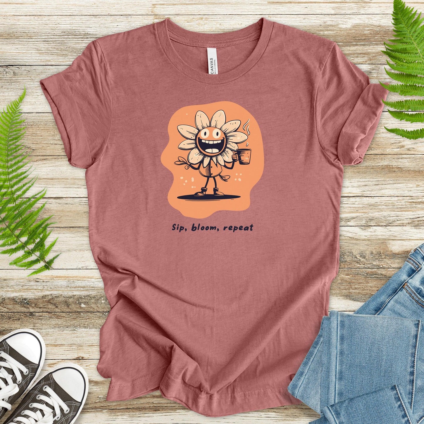 Happy Flower Sipping Tea T-Shirt - TShirtree