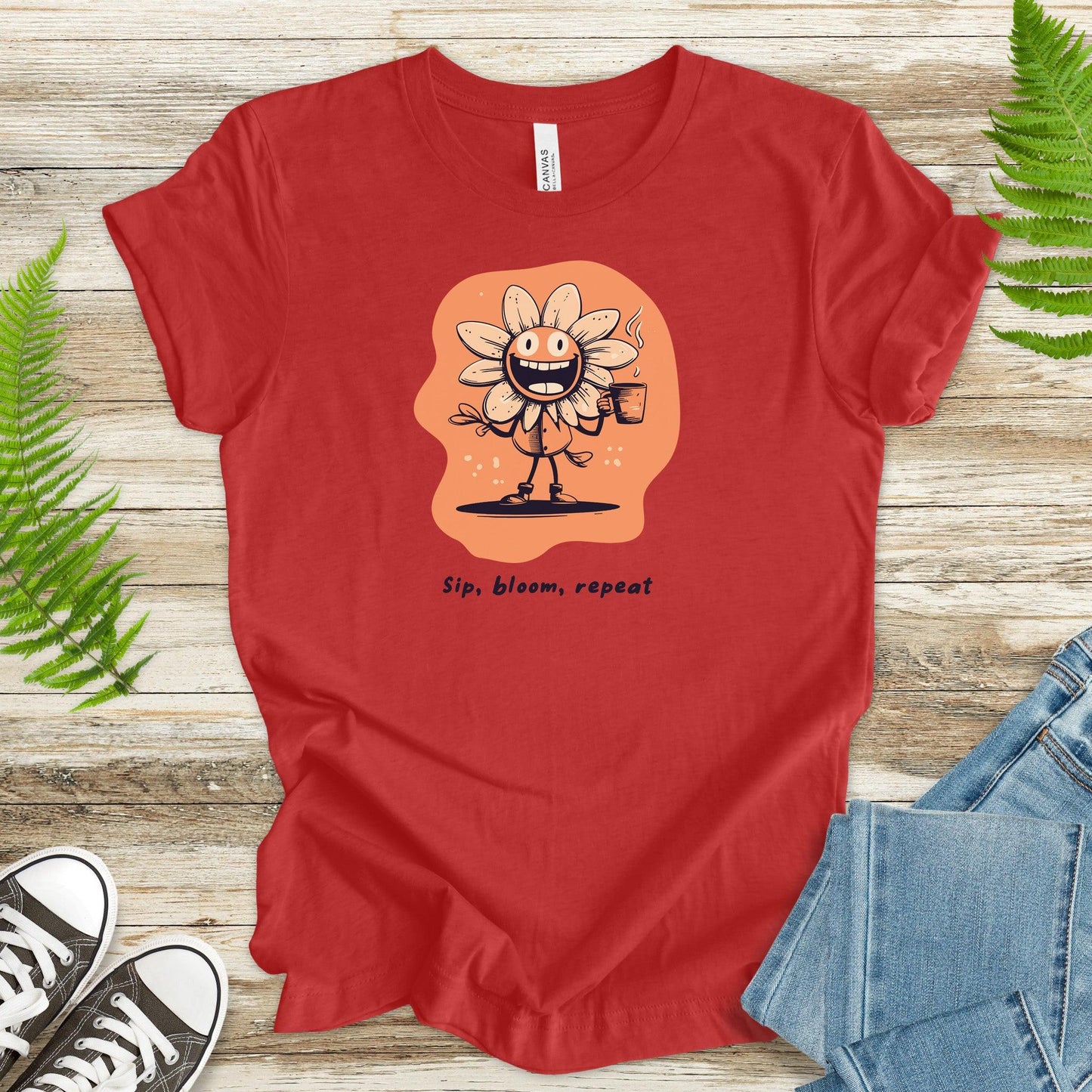 Happy Flower Sipping Tea T-Shirt - TShirtree