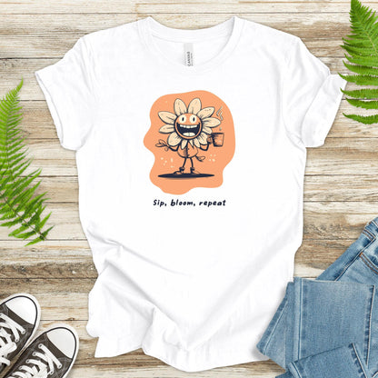 Happy Flower Sipping Tea T-Shirt - TShirtree