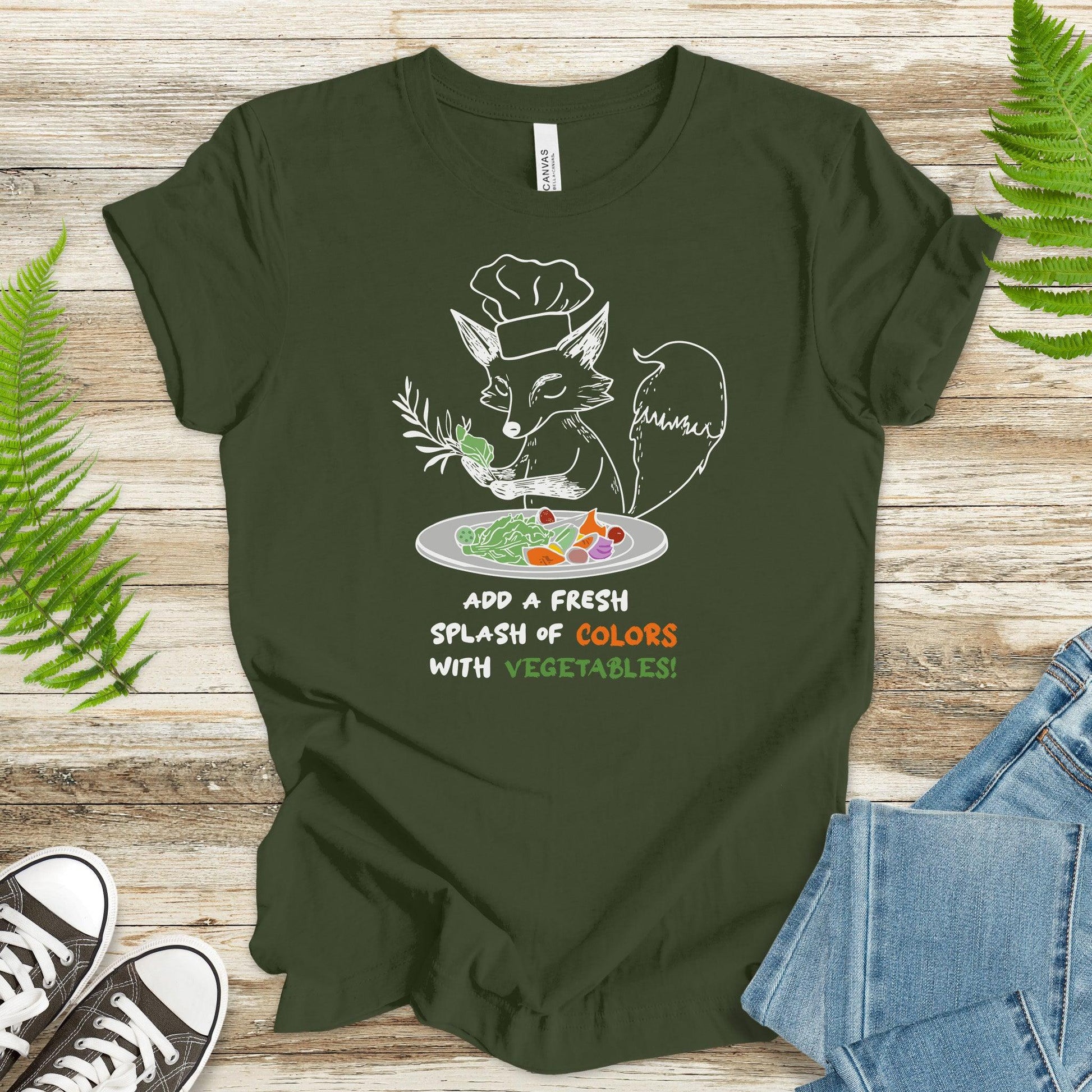 Fox Chef T-Shirt – Add a Splash of Color with Vegetables - TShirtree