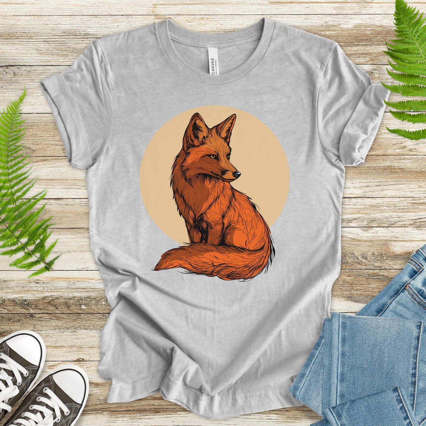 Red Fox T-Shirt – Realistic Sitting Fox Design - TShirtree