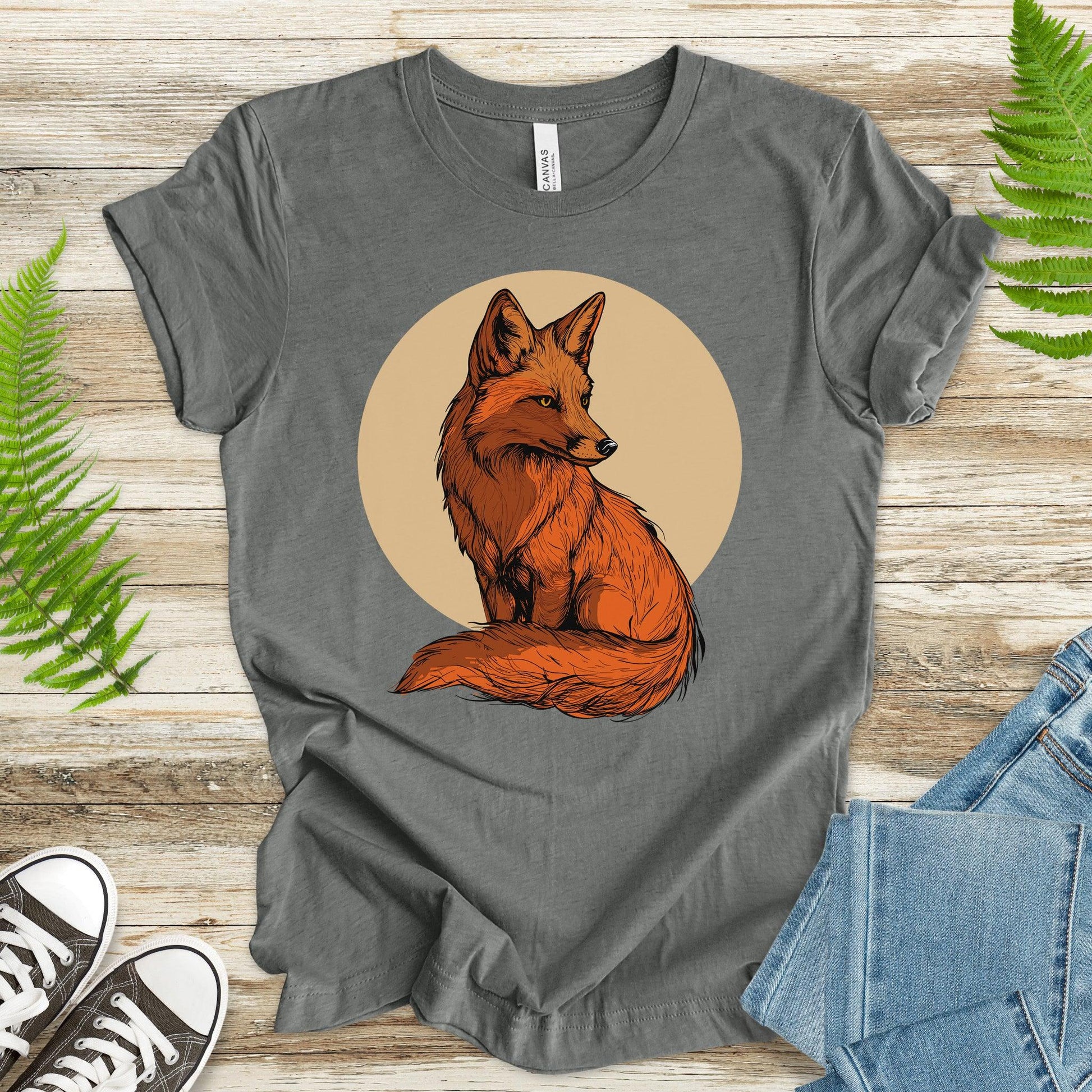 Red Fox T-Shirt – Realistic Sitting Fox Design - TShirtree