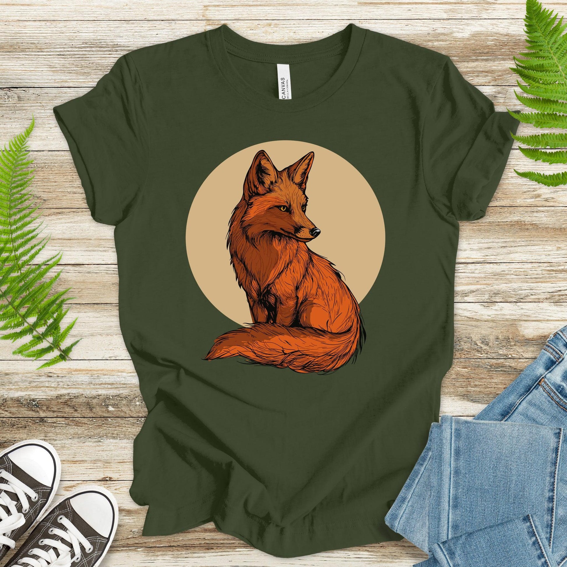 Red Fox T-Shirt – Realistic Sitting Fox Design - TShirtree