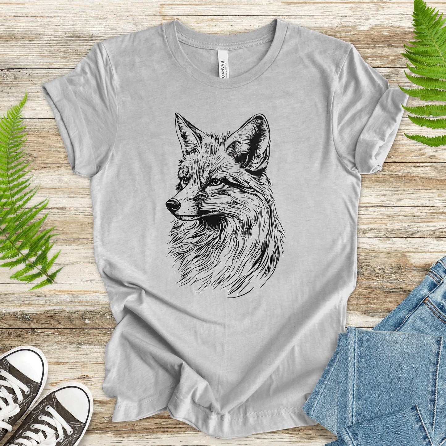 Fox Sketch T-Shirt – Realistic Black and White Design - TShirtree