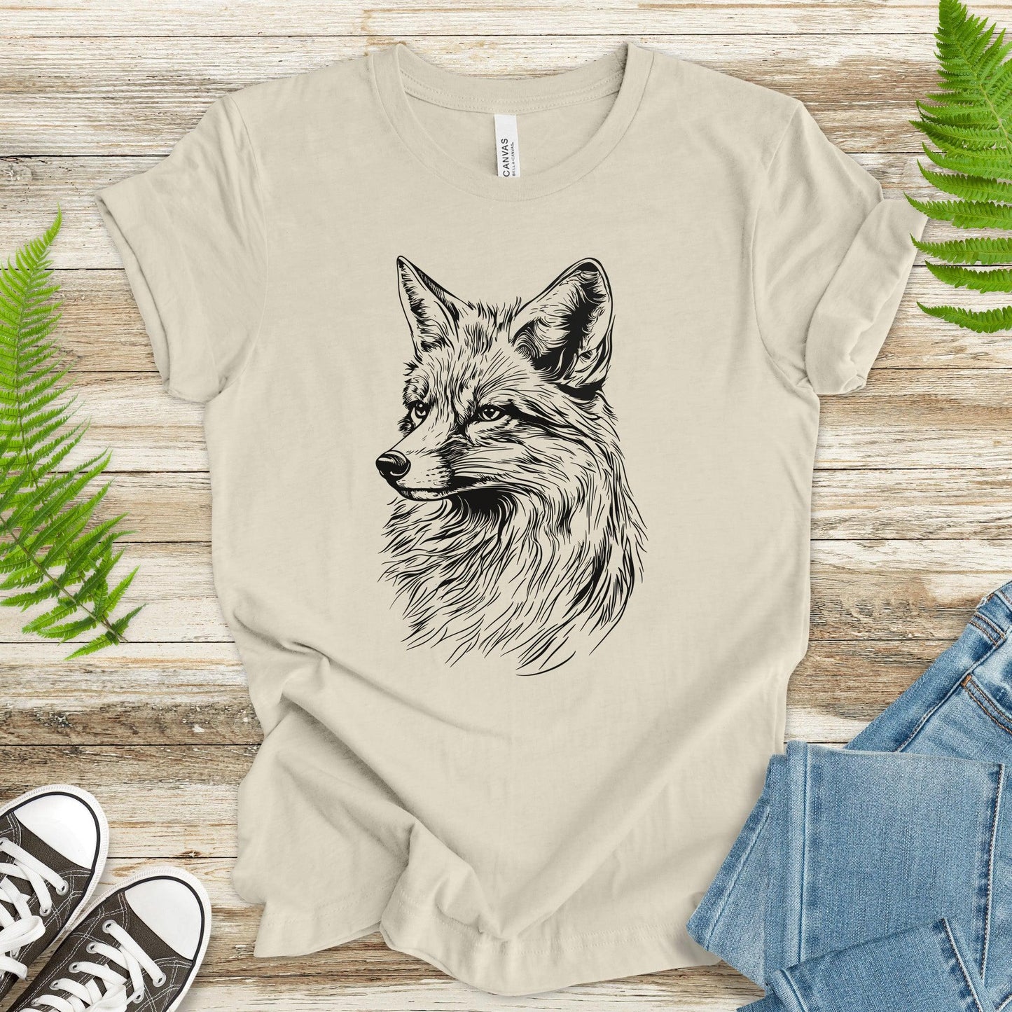 Fox Sketch T-Shirt – Realistic Black and White Design - TShirtree