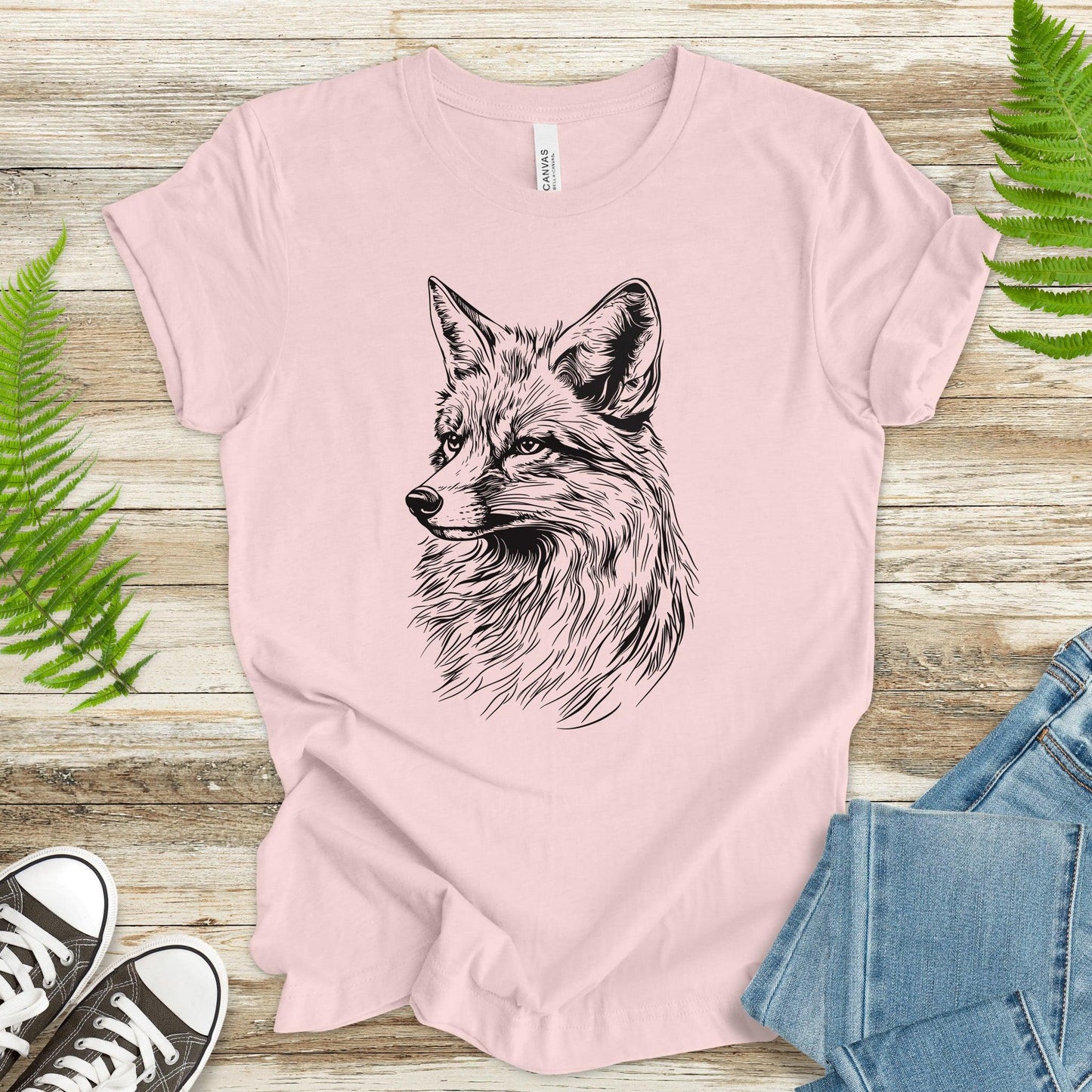 Fox Sketch T-Shirt – Realistic Black and White Design - TShirtree