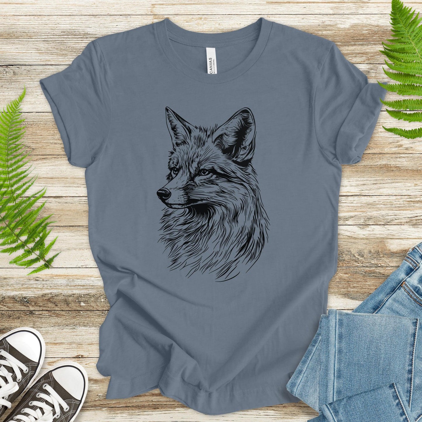 Fox Sketch T-Shirt – Realistic Black and White Design - TShirtree