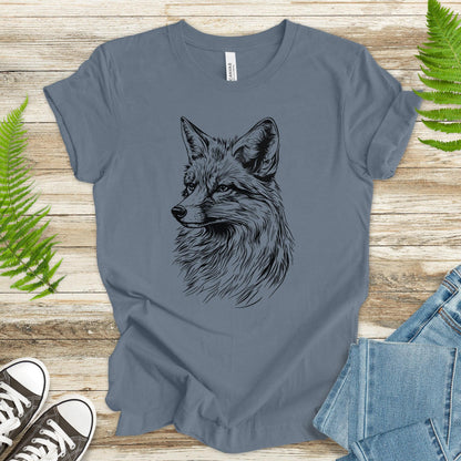 Fox Sketch T-Shirt – Realistic Black and White Design - TShirtree