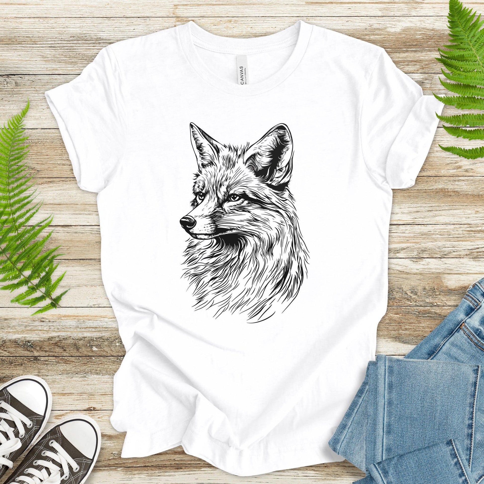 Fox Sketch T-Shirt – Realistic Black and White Design - TShirtree