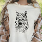 Fox Sketch T-Shirt – Realistic Black and White Design