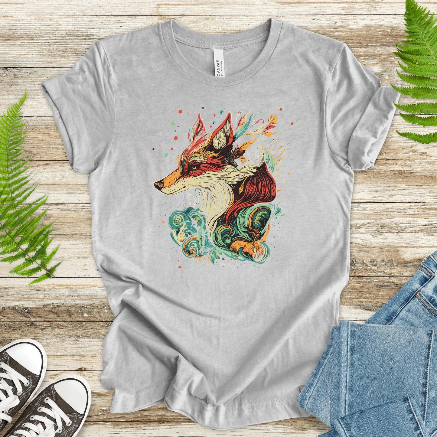 Fox in Vibrant Colors T-Shirt – Intricate and Artistic Design - TShirtree