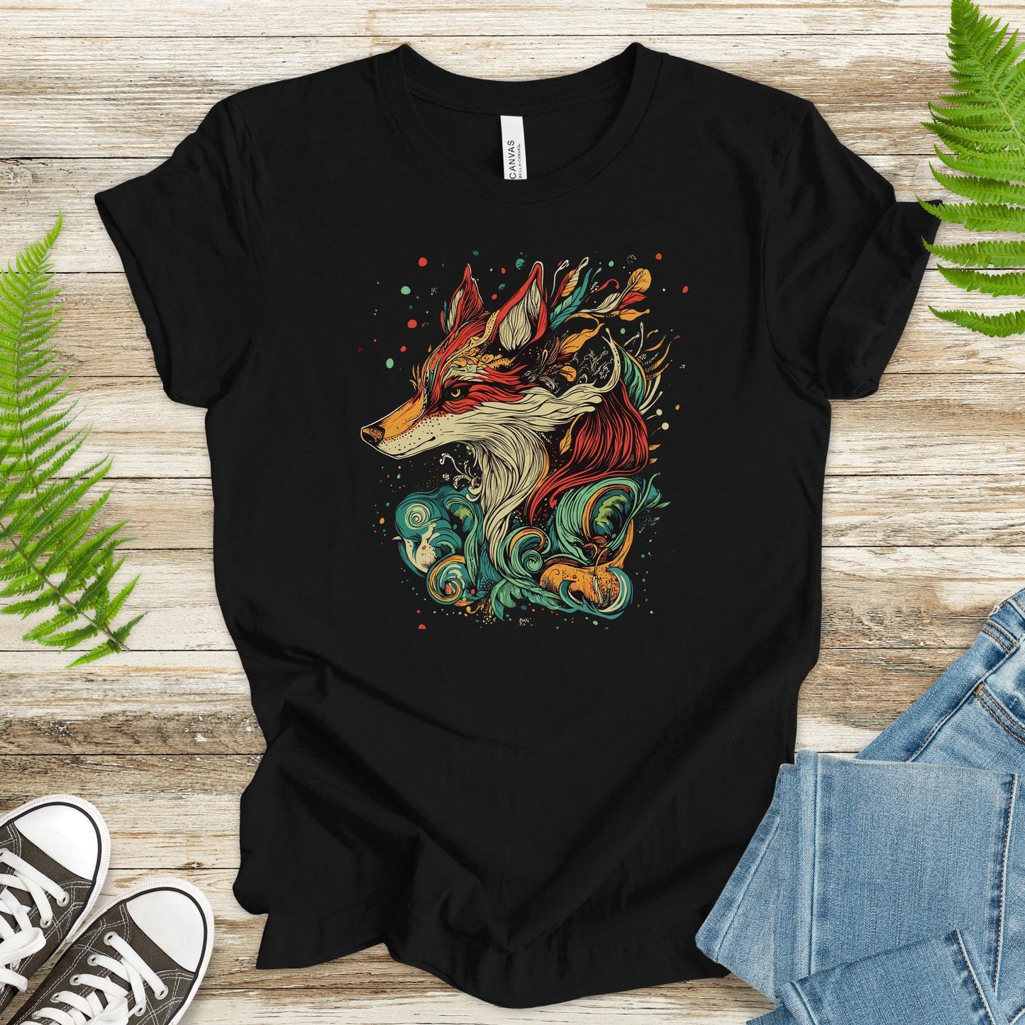 Fox in Vibrant Colors T-Shirt – Intricate and Artistic Design - TShirtree