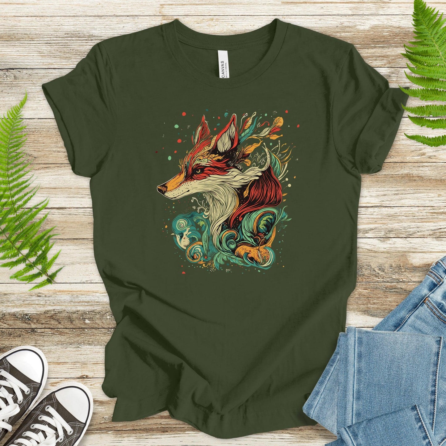 Fox in Vibrant Colors T-Shirt – Intricate and Artistic Design - TShirtree