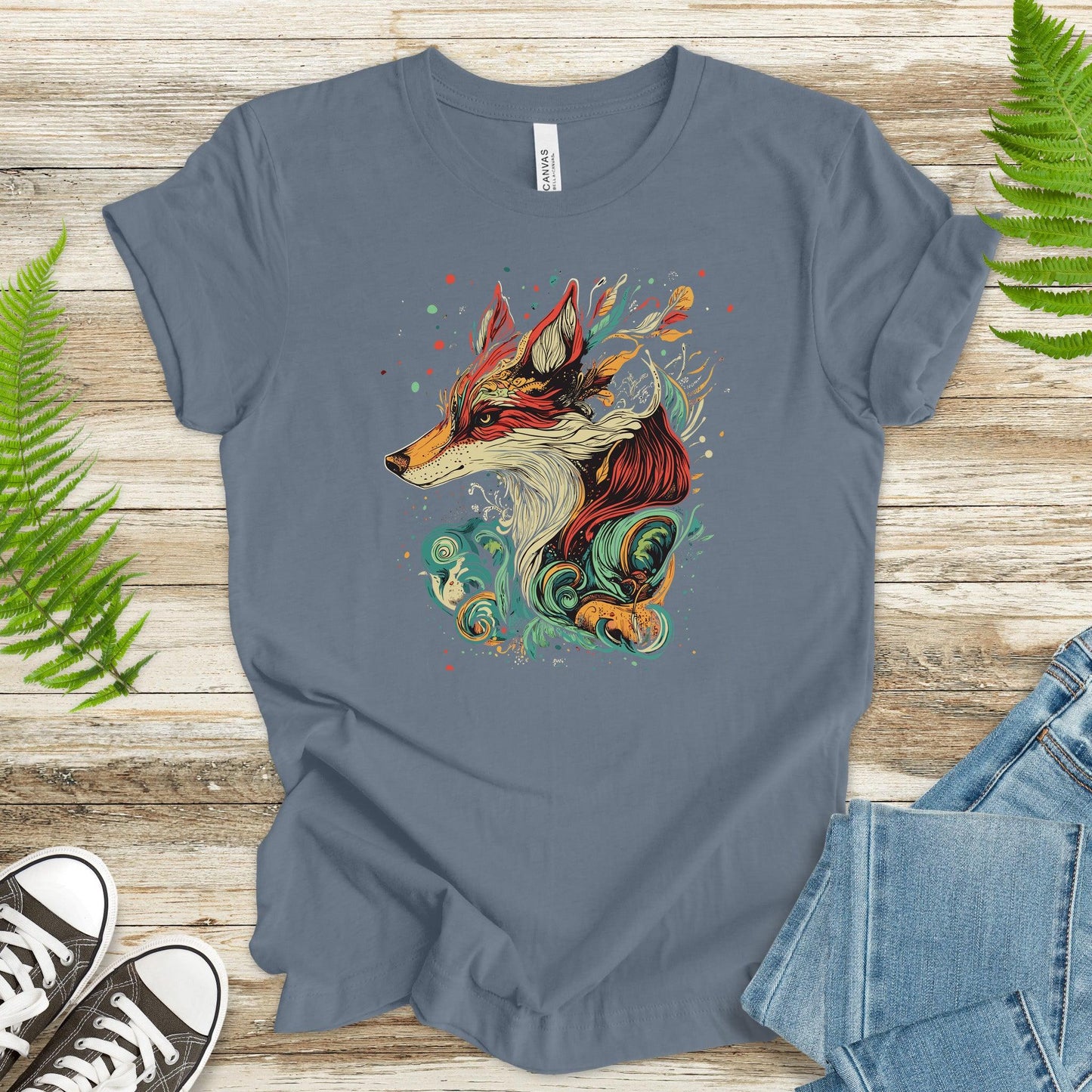 Fox in Vibrant Colors T-Shirt – Intricate and Artistic Design - TShirtree