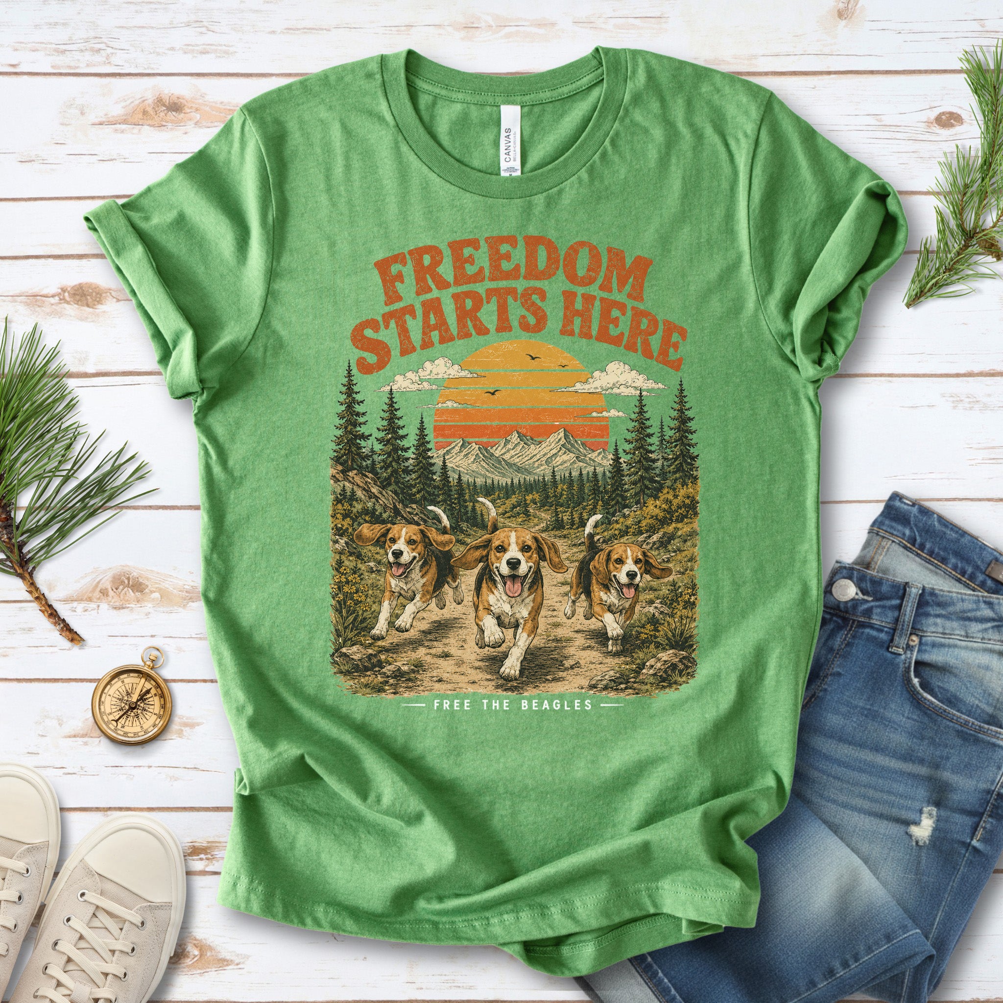 Freedom Starts Here Free the Beagles Rescue Nature Lover T-Shirt