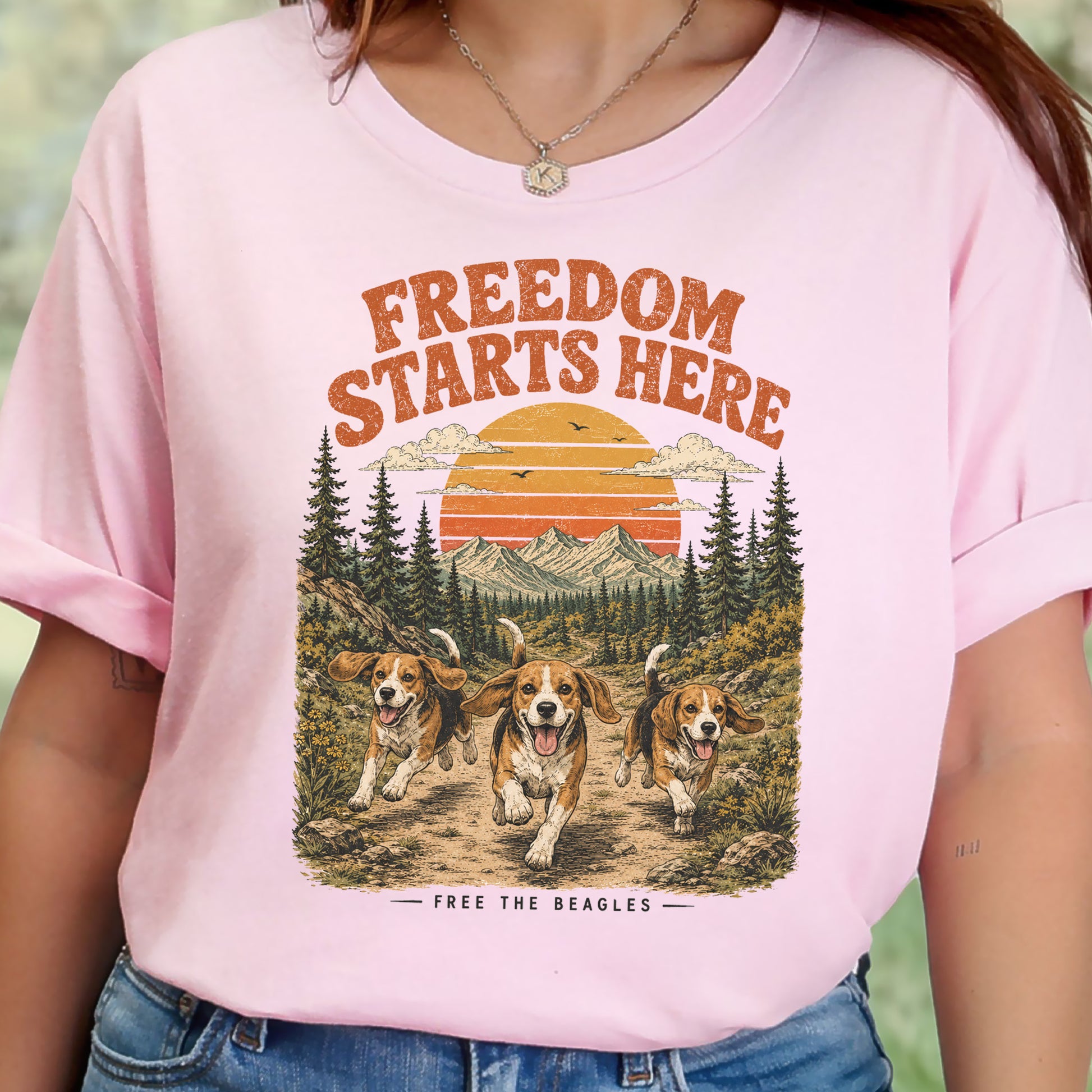 Freedom Starts Here Free the Beagles Rescue Nature Lover T-Shirt