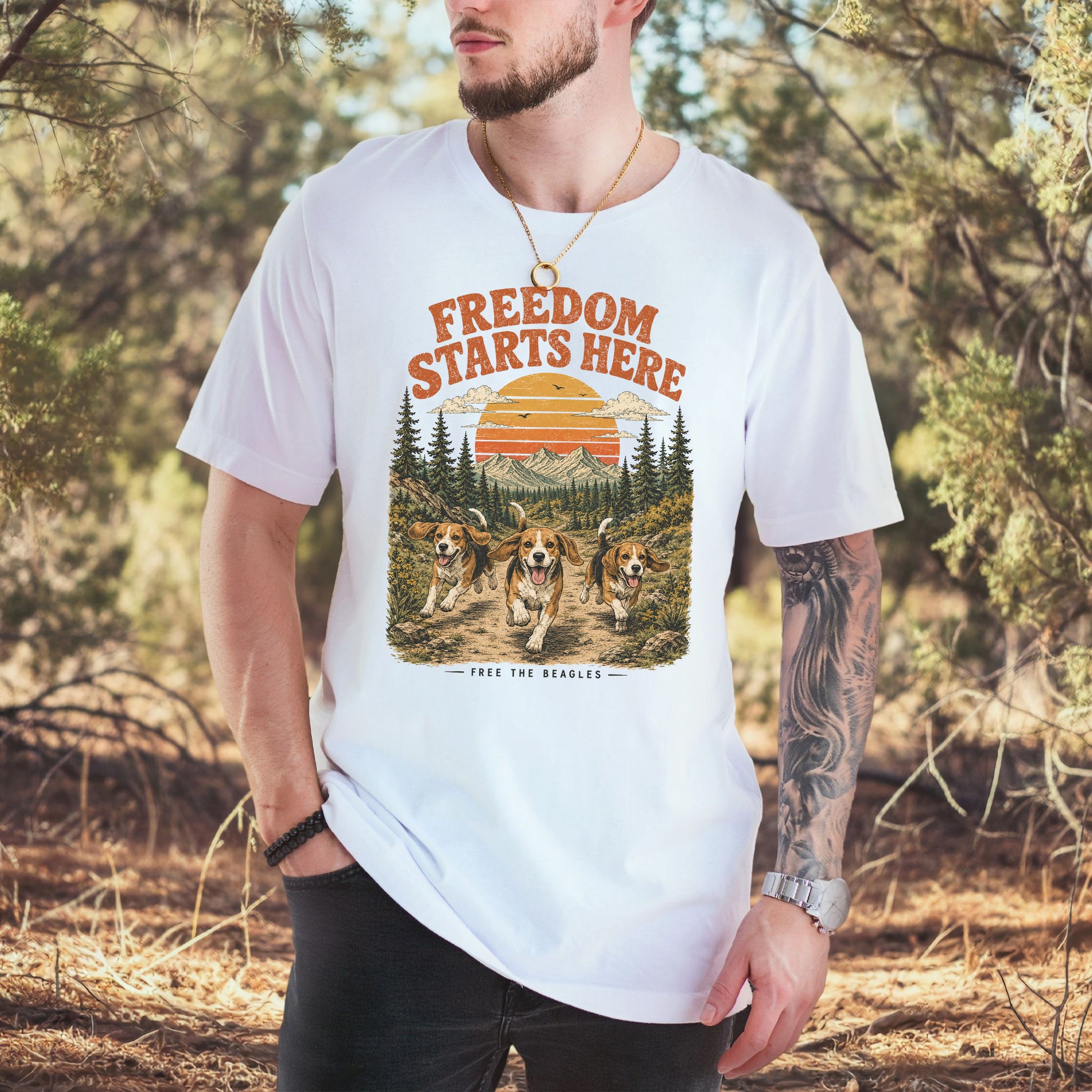 Freedom Starts Here Free the Beagles Rescue Nature Lover T-Shirt