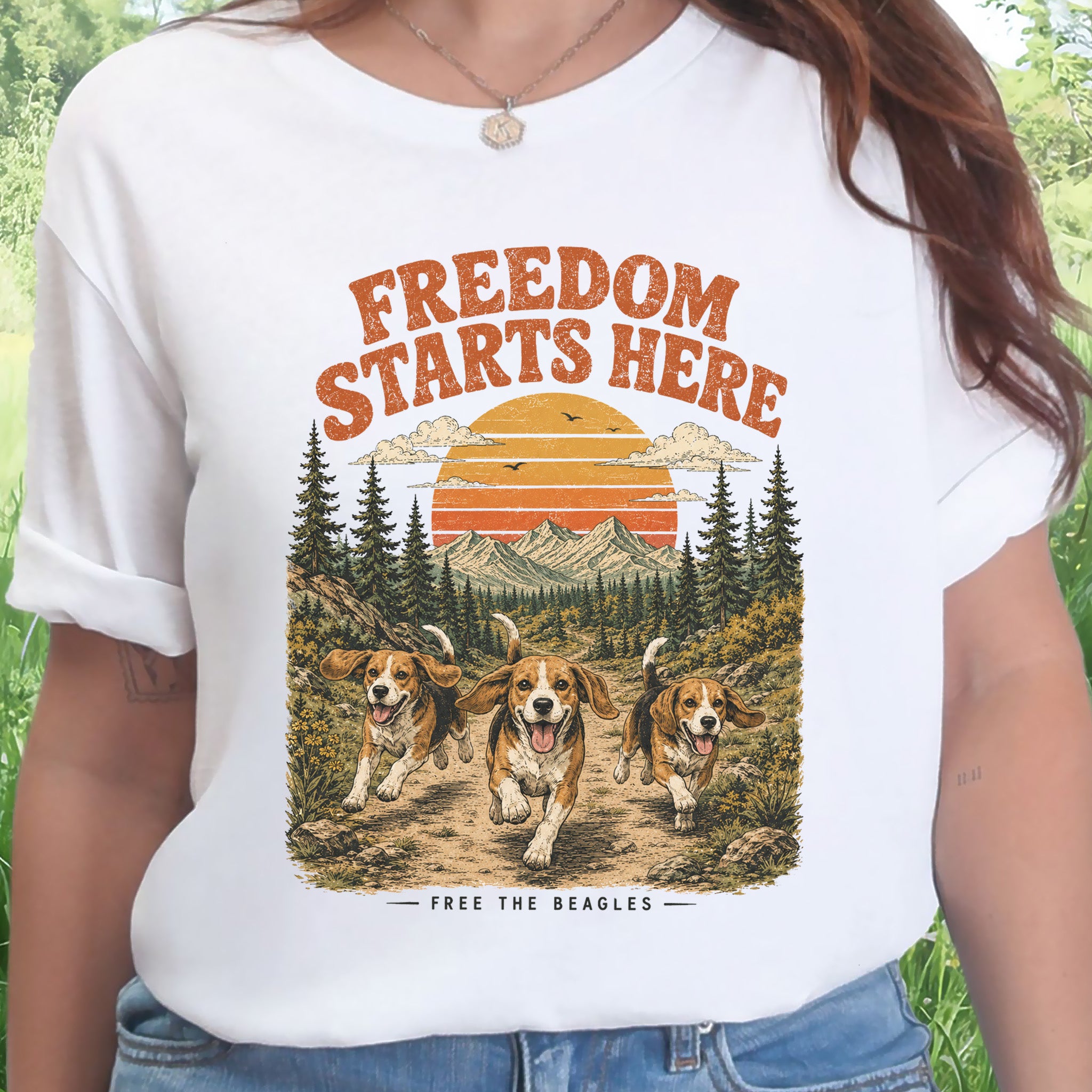 Freedom Starts Here Free the Beagles Rescue Nature Lover T-Shirt