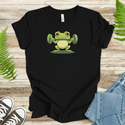 Frog Lifting Weights T-Shirt – Cute Cartoon Design - TShirtree