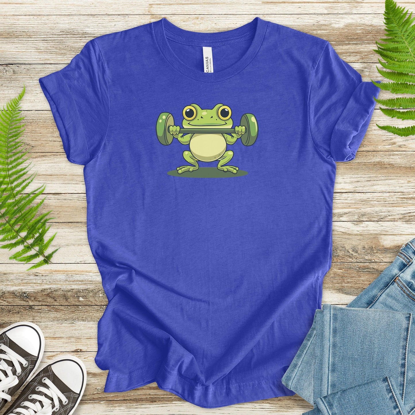 Frog Lifting Weights T-Shirt – Cute Cartoon Design - TShirtree