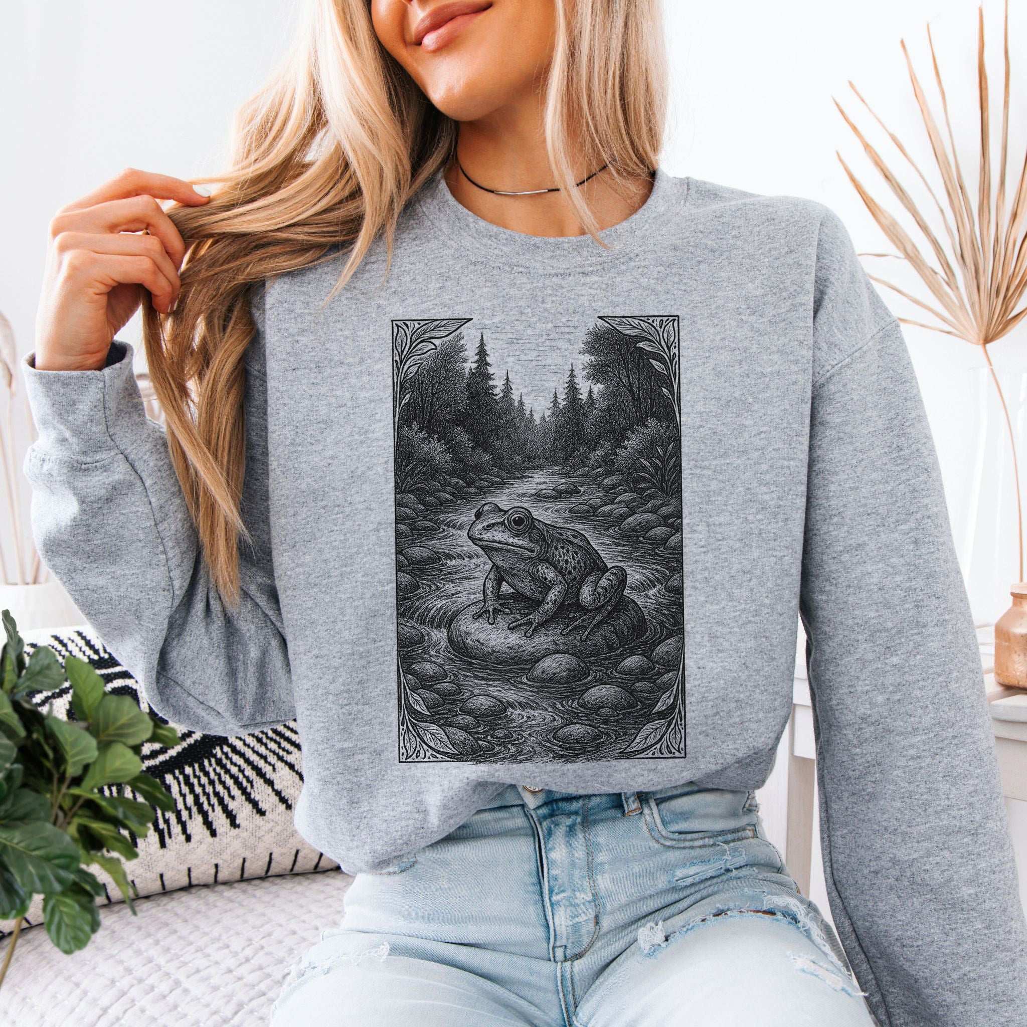Still Waters Frog Sweatshirt – Spirit Animal of Calm and Water Energy