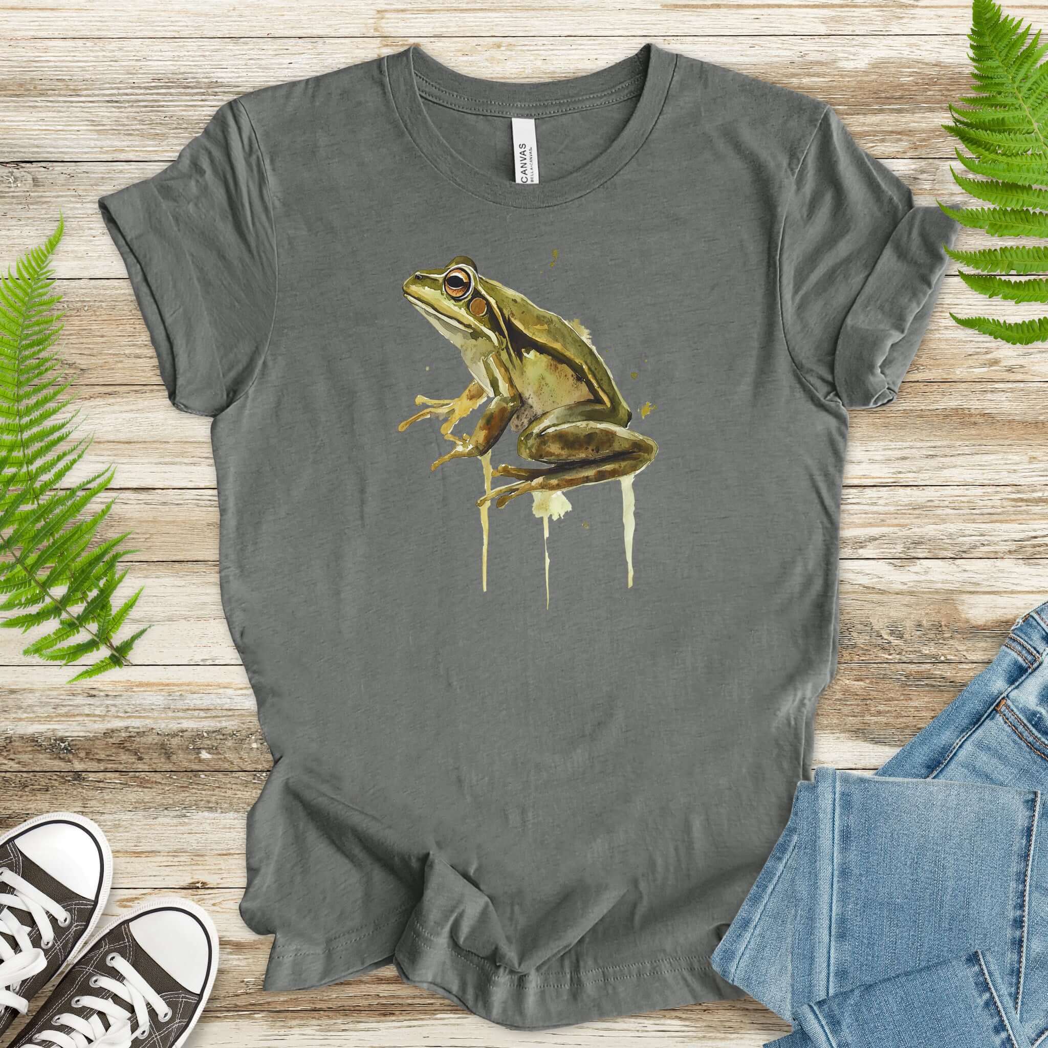 Watercolor Frog T-Shirt – Artistic Amphibian Nature Tee