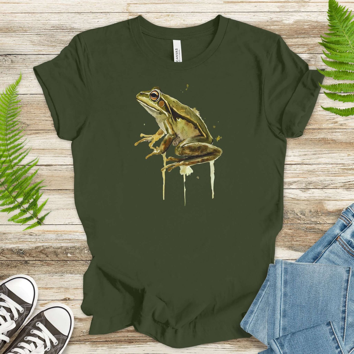 Watercolor Frog T-Shirt – Artistic Amphibian Nature Tee