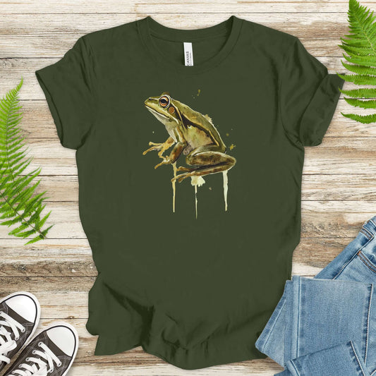 Watercolor Frog T-Shirt – Artistic Amphibian Nature Tee