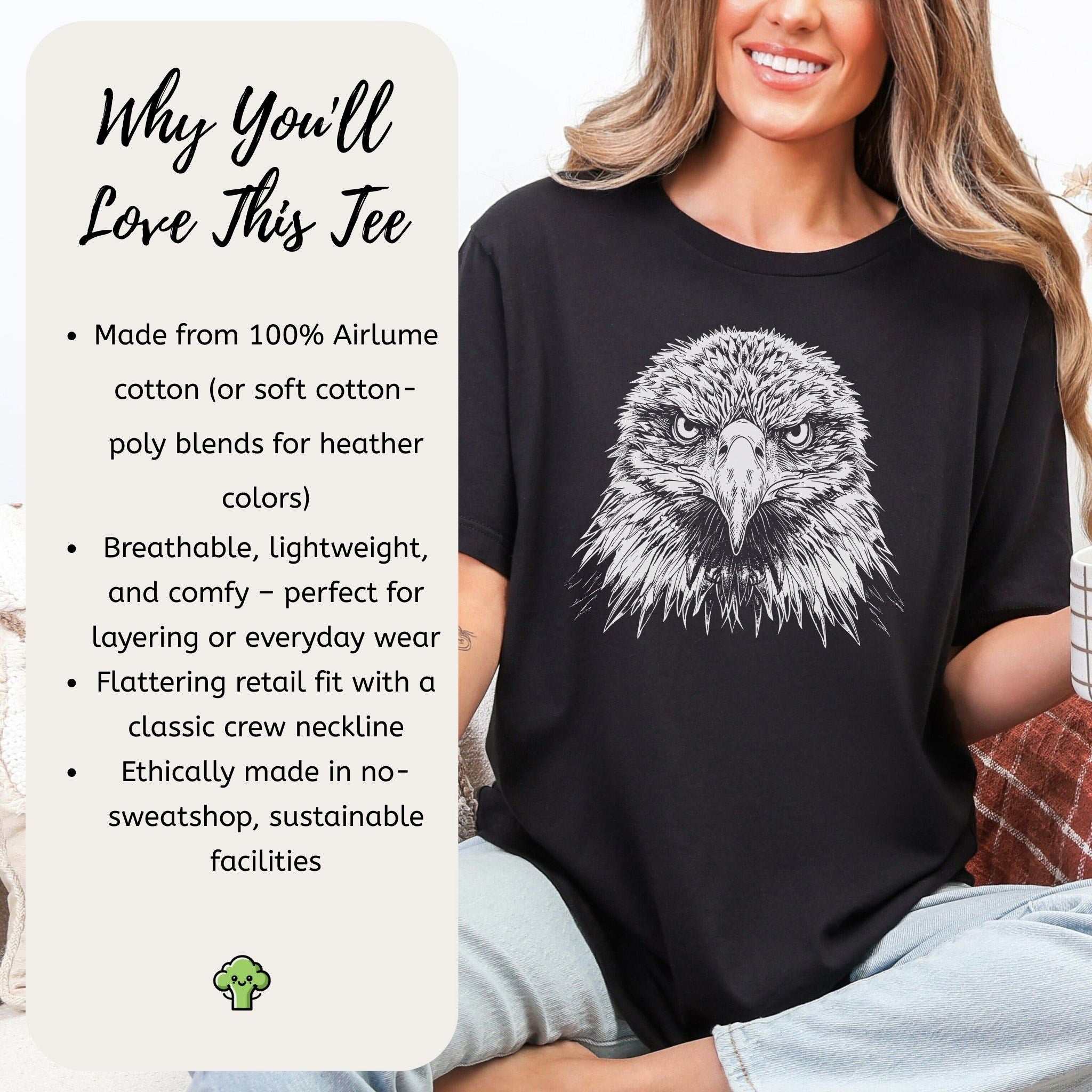 Eagle Face T-Shirt – Majestic Bird of Prey Tee