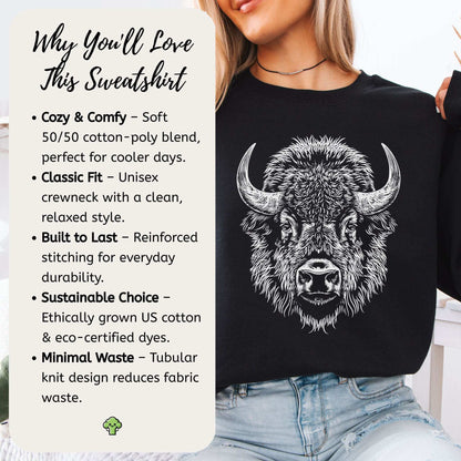 American Bison Sweatshirt – Majestic Wilderness Spirit Animal