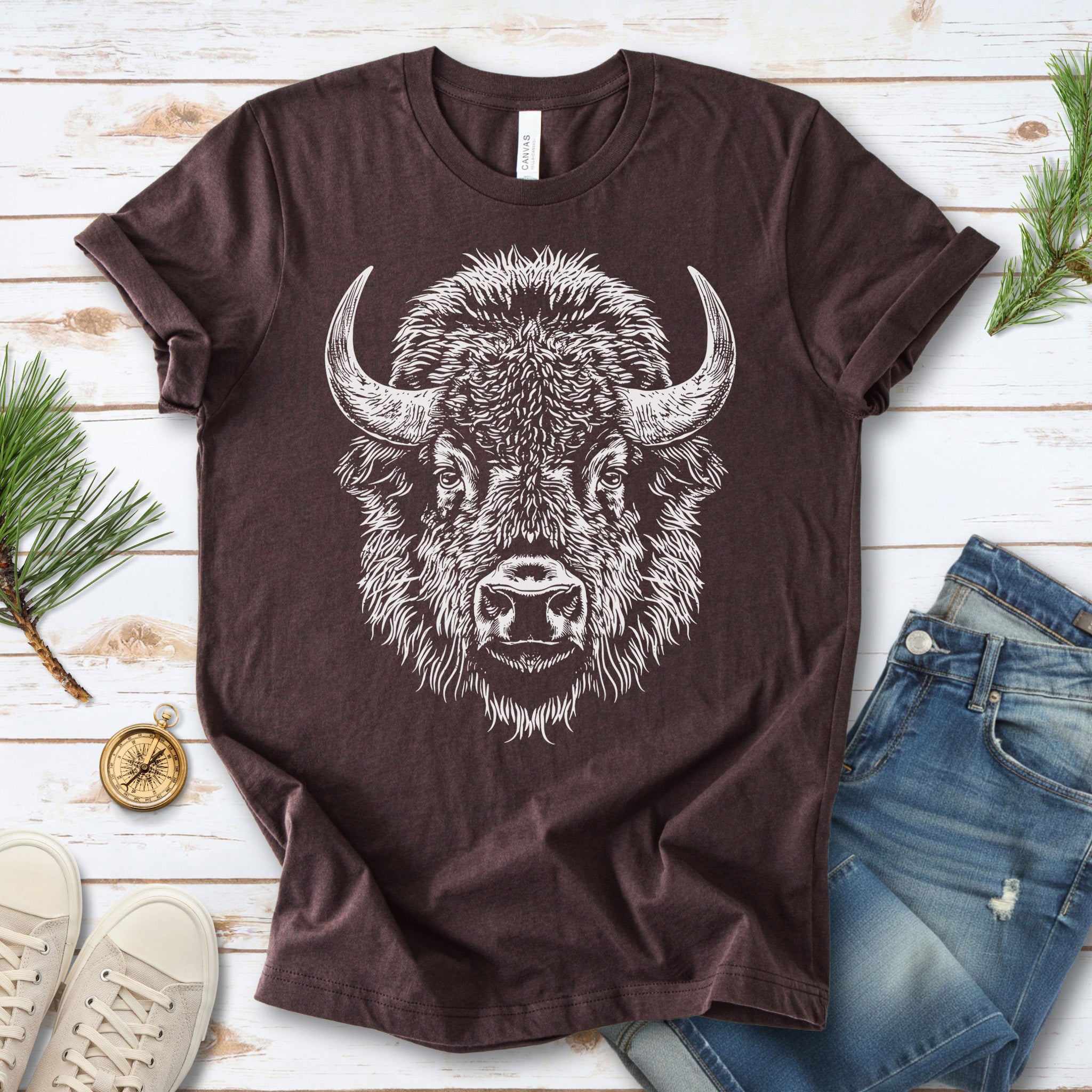 American Bison Portrait T-Shirt – Wildlife Animal Tee