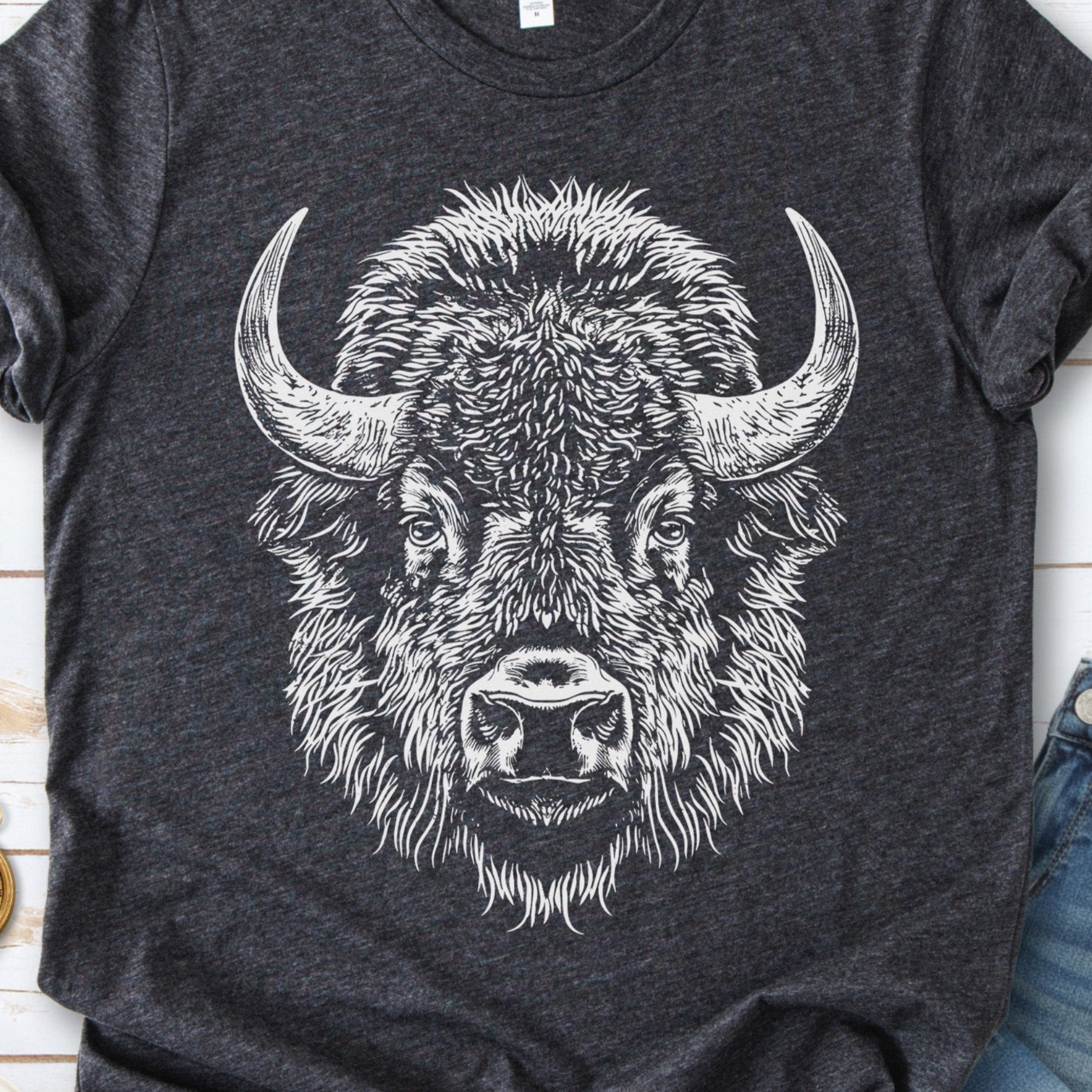 American Bison Portrait T-Shirt – Wildlife Animal Tee