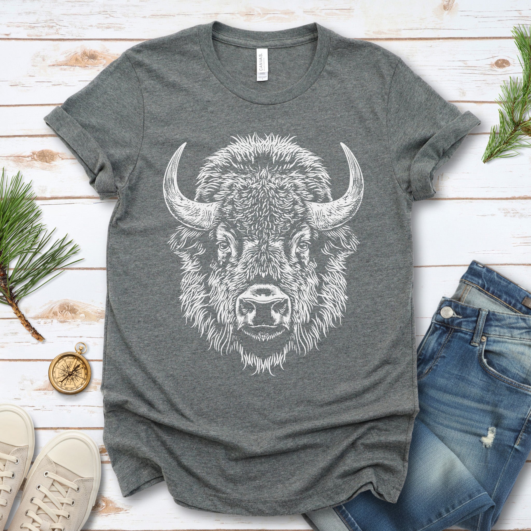 American Bison Portrait T-Shirt – Wildlife Animal Tee