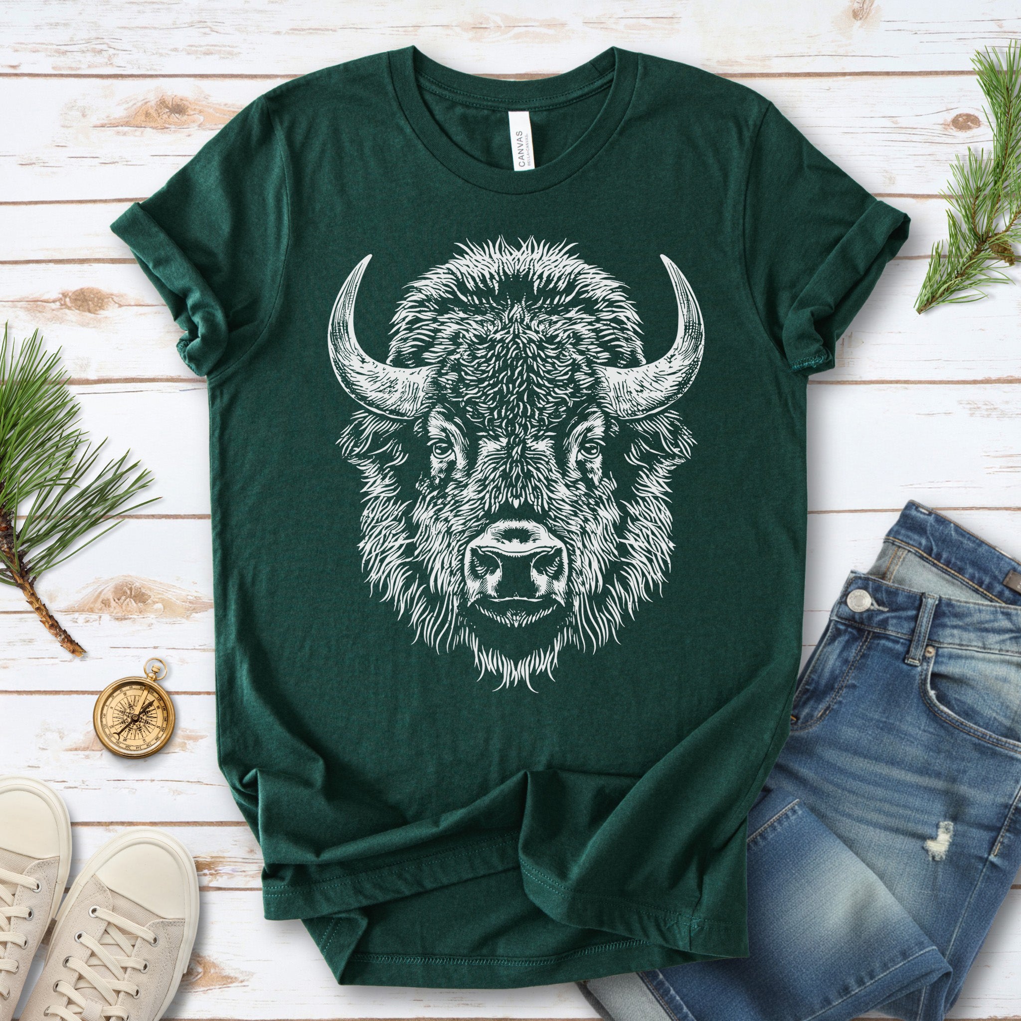 American Bison Portrait T-Shirt – Wildlife Animal Tee