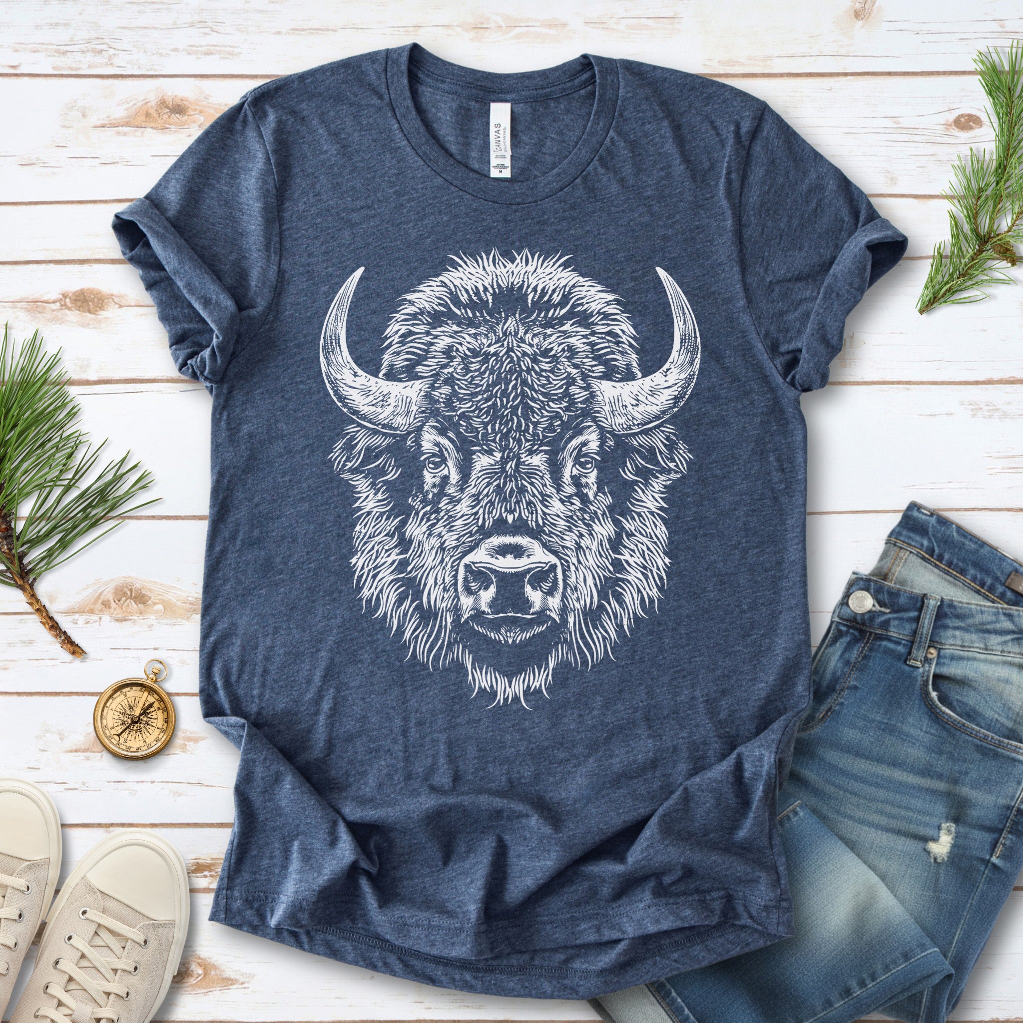 American Bison Portrait T-Shirt – Wildlife Animal Tee