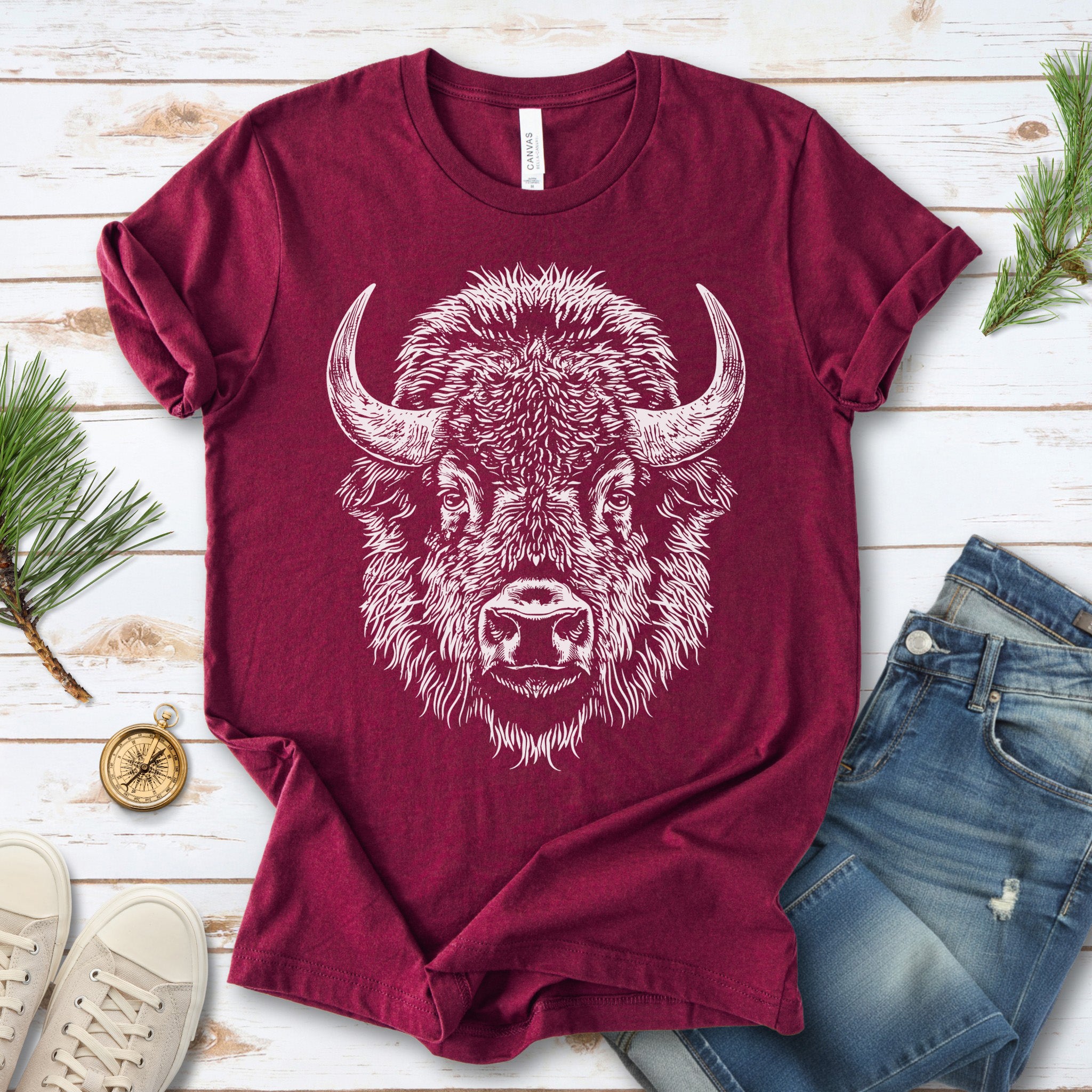 American Bison Portrait T-Shirt – Wildlife Animal Tee