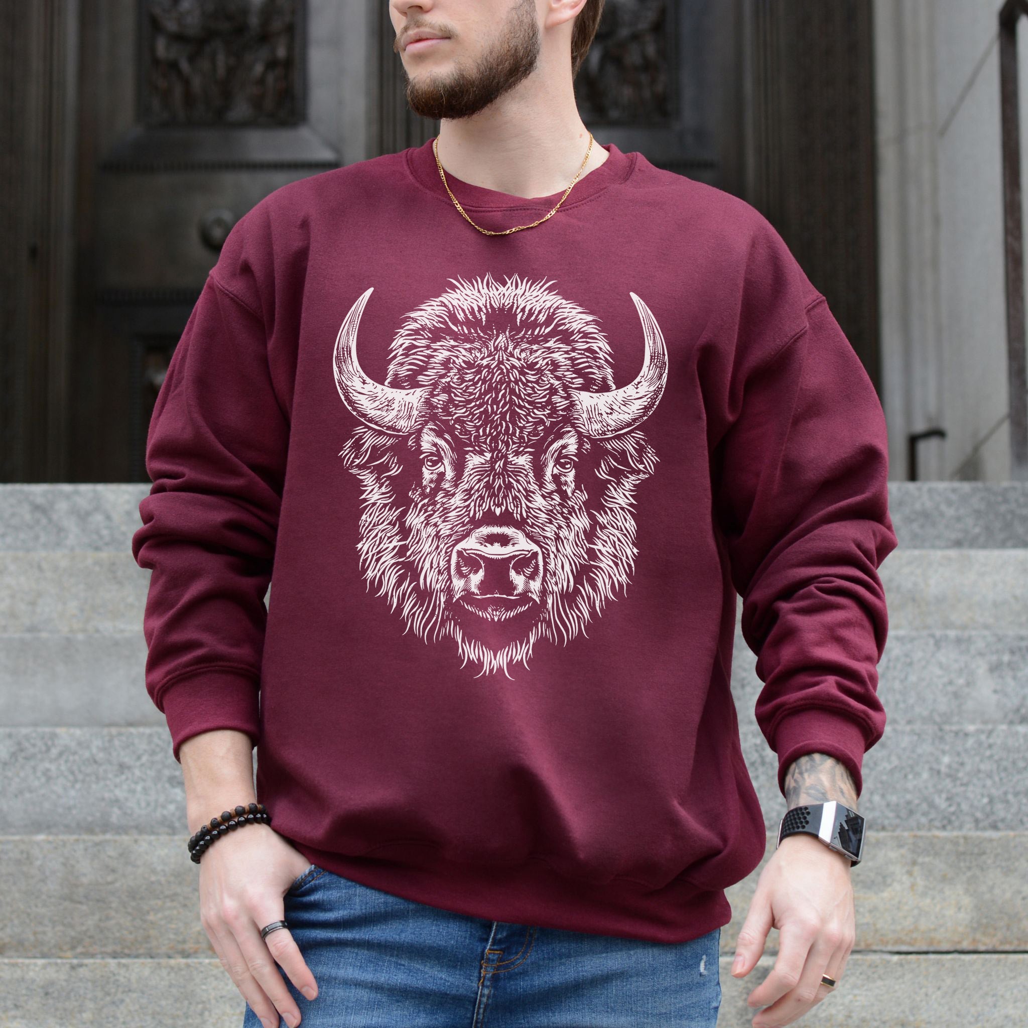 American Bison Sweatshirt – Majestic Wilderness Spirit Animal