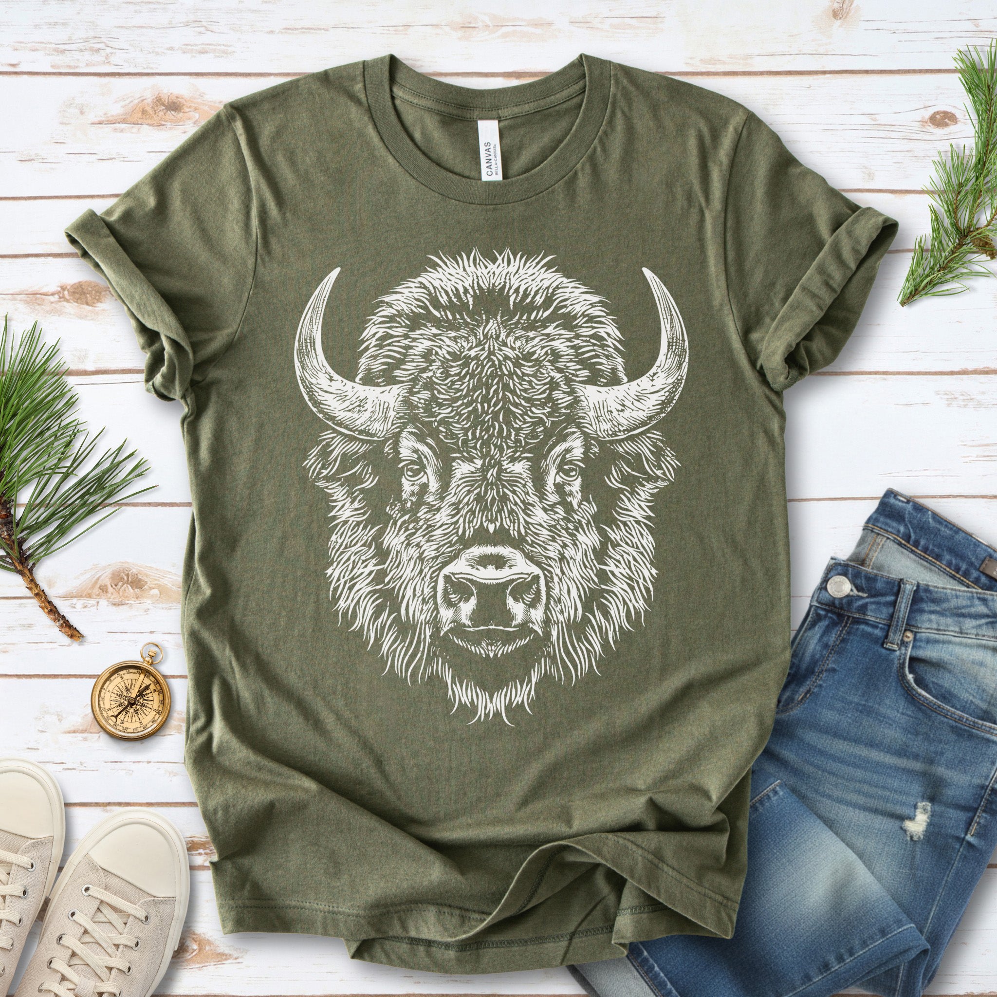 American Bison Portrait T-Shirt – Wildlife Animal Tee