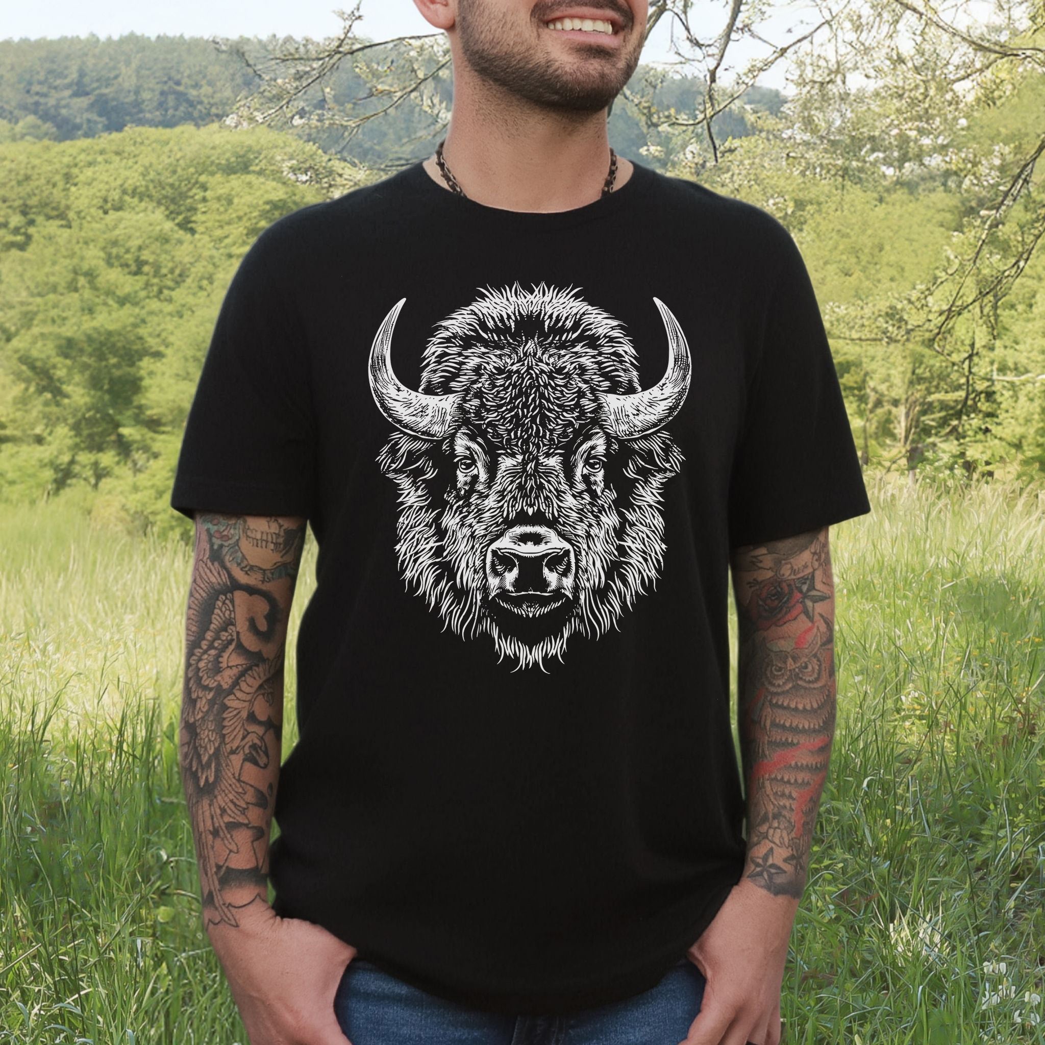 American Bison Portrait T-Shirt – Wildlife Animal Tee