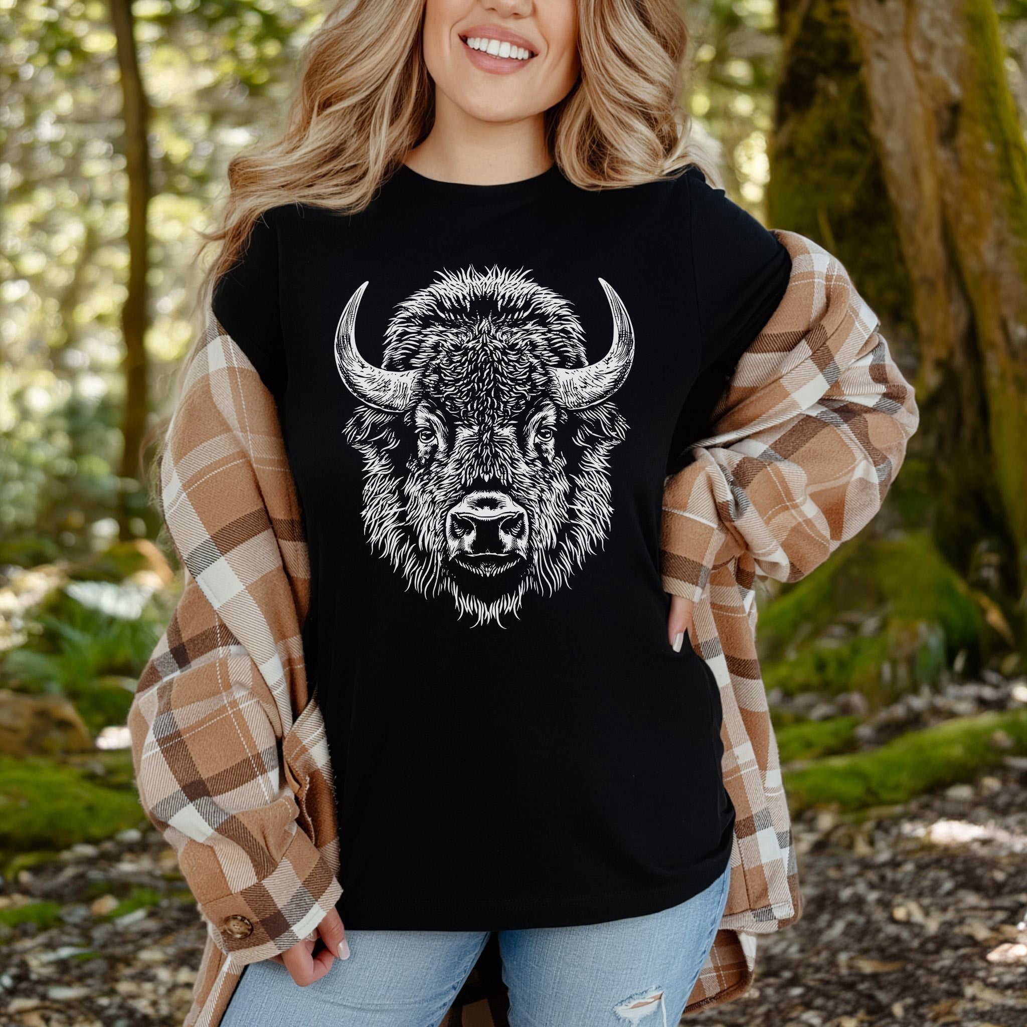 American Bison Portrait T-Shirt – Wildlife Animal Tee